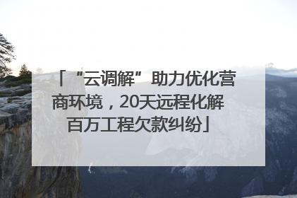 “云调解”助力优化营商环境，20天远程化解百万工程欠款纠纷