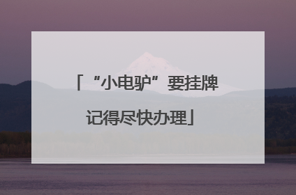 “小电驴”要挂牌 记得尽快办理