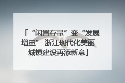 “闲置存量”变“发展增量” 浙江现代化美丽城镇建设再添新意