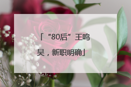 “80后”王鸣昊，新职明确