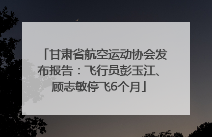 甘肃省航空运动协会发布报告：飞行员彭玉江、顾志敏停飞6个月