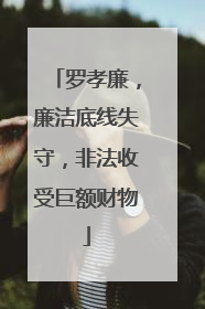 罗孝廉，廉洁底线失守，非法收受巨额财物