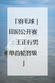 羽毛球｜印尼公开赛：王正行男单首轮晋级