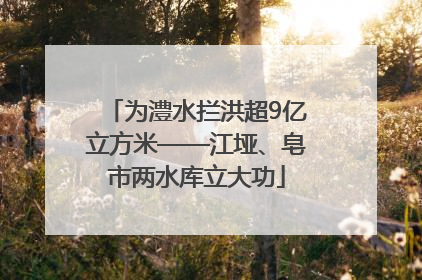为澧水拦洪超9亿立方米——江垭、皂市两水库立大功