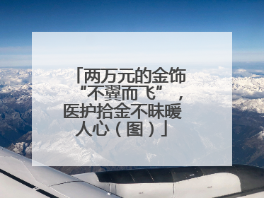 两万元的金饰“不翼而飞”，医护拾金不昧暖人心（图）