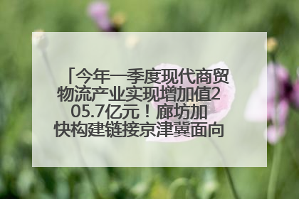 今年一季度现代商贸物流产业实现增加值205.7亿元！廊坊加快构建链接京津冀面向全世界的物流通道