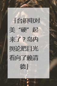 台积电对美“硬”起来了？岛内舆论把目光看向了赖清德