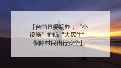 台前县委编办：“小设施”护航“大民生” 保障村民出行安全