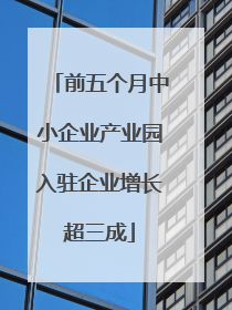 前五个月中小企业产业园入驻企业增长超三成