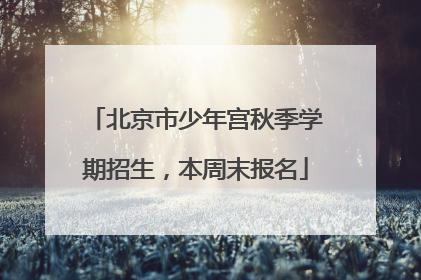 北京市少年宫秋季学期招生，本周末报名
