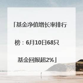 基金净值增长率排行榜：6月10日68只基金回报超2%