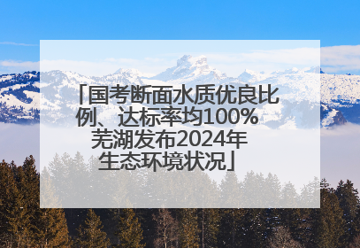 国考断面水质优良比例、达标率均100% 芜湖发布2024年生态环境状况