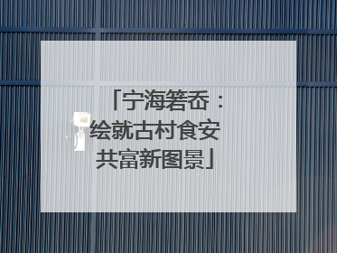 宁海箬岙：绘就古村食安共富新图景