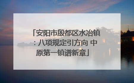 安阳市殷都区水冶镇：八项规定引方向 中原第一镇谱新章