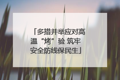 多措并举应对高温“烤”验 筑牢安全防线保民生