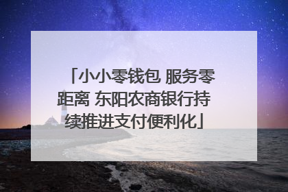 小小零钱包 服务零距离 东阳农商银行持续推进支付便利化