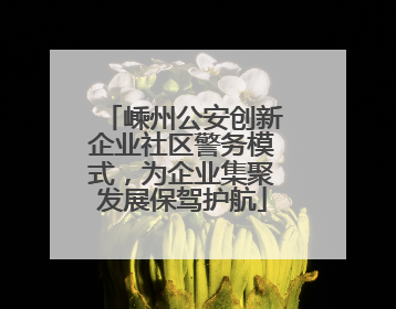 嵊州公安创新企业社区警务模式，为企业集聚发展保驾护航