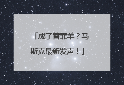 成了替罪羊？马斯克最新发声！