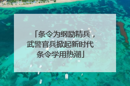 条令为纲励精兵，武警官兵掀起新时代条令学用热潮
