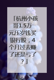 杭州小孩哥1.5万元压岁钱买银行股，4个月过去赚了还是亏了？