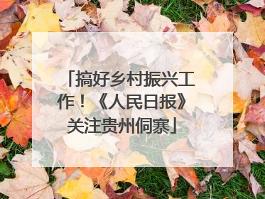 搞好乡村振兴工作！《人民日报》关注贵州侗寨