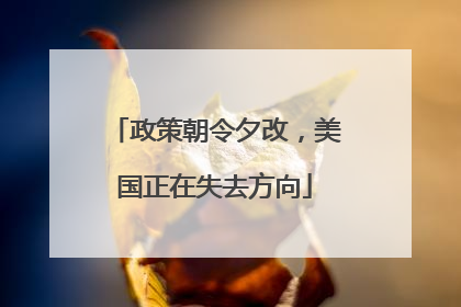 政策朝令夕改，美国正在失去方向