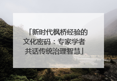 新时代枫桥经验的文化密码：专家学者共话传统治理智慧