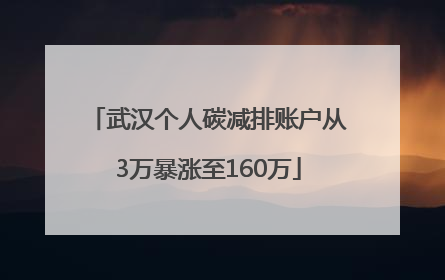 武汉个人碳减排账户从3万暴涨至160万