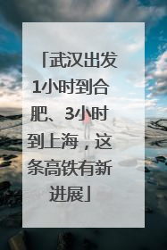 武汉出发1小时到合肥、3小时到上海，这条高铁有新进展