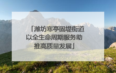 潍坊寒亭固堤街道以全生命周期服务助推高质量发展