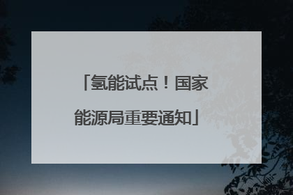 氢能试点！国家能源局重要通知