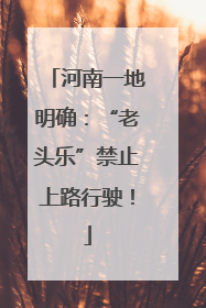 河南一地明确：“老头乐”禁止上路行驶！