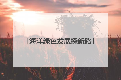 海洋绿色发展探新路