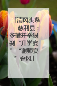 清风头条｜慈利县：多措并举狠刹“升学宴”“谢师宴”歪风