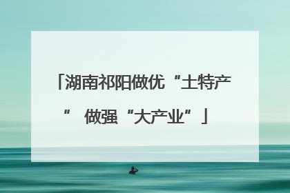 湖南祁阳做优“土特产” 做强“大产业”