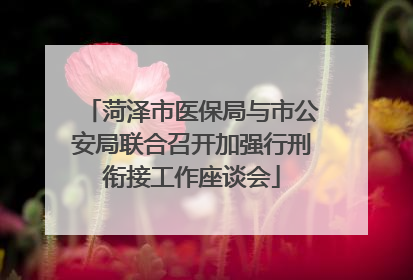 菏泽市医保局与市公安局联合召开加强行刑衔接工作座谈会