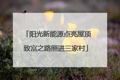 阳光新能源点亮屋顶 致富之路照进三家村