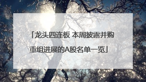 龙头四连板 本周披露并购重组进展的A股名单一览
