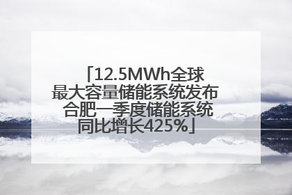 12.5MWh全球最大容量储能系统发布 合肥一季度储能系统同比增长425%